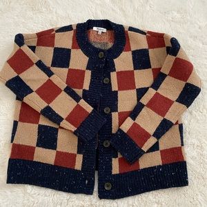 Madewell Checkered Colburne Cardigan Sweater in Coziest Textured Yarn